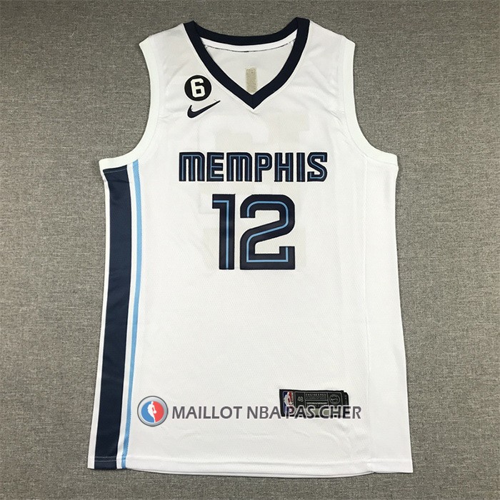 Maillot Memphis Grizzlies Ja Morant NO 12 Association 2022-23 Blanc